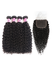 Undetectable 5x5 HD Lace Closure With 4 Bundles Curly Hair