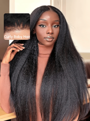 4C Kinky Edges 13x4 Transparent Melted Lace Front Kinky Straight Wig