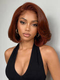 Petaluxe 7x5 Bye Bye Slip? Lace Copper Auburn Side Part Blowout Bob Glueless Wig with Invisi Drawstring