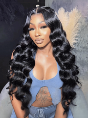 [200% Density & 20"=$117]6x4.5 Pre Cut Lace Body Wave Black Quick & Easy Glueless Wig With Breathable Cap No Baby Hair