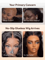 7x5 Bye-Bye Knots? & 13x4 HD Lace Pull & Go Glueless Water Wave With Secure Silicone Strips and Drawstring With Baby Hair