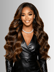 Brown Balayage 4x4 Lace Closure With 3Pcs Body Wave Bundles