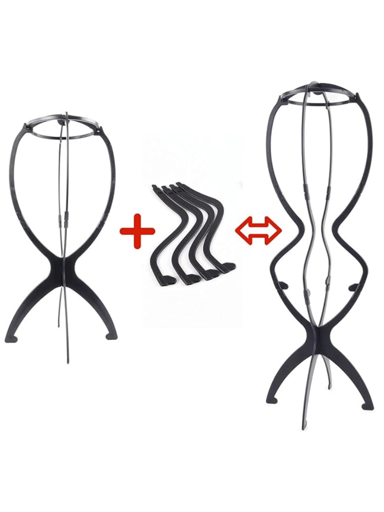 Versatile White Wig Stand & Black Foldable Wig Stand for Multiple Wigs(3-Pack)