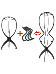 Versatile White Wig Stand & Black Foldable Wig Stand for Multiple Wigs(3-Pack)