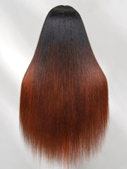 EasiContour? V Part Black to Reddish Brown Ombre Yaki Straight Wig