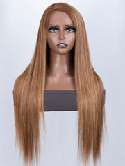 Tatiana Approved 13x4 Lace Front Toffee Brown Piano Highlights Straight Wig