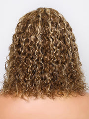 Put On And Go 6x4.5 Pre-Cut Lace Honey Blonde Highlights Bouncy Water Wave Air Wig