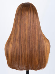 13x4 Lace Front Feathered Piano Highlights Brown Wig With Side Bangs