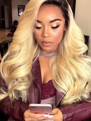 Glueless Blonde with Black Roots Body Wave Wig New U Part Beginner Friendly