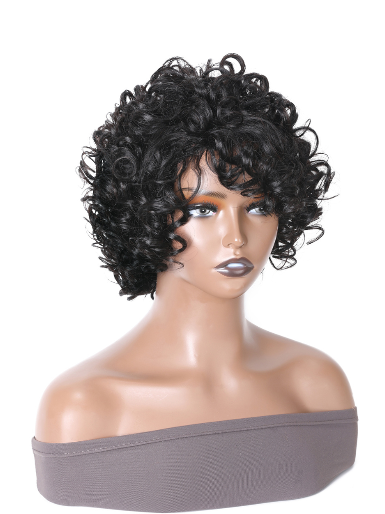 Bouncy Curl Short Curly Soft & Smooth Pixie Cut with Bangs Glueless Wig