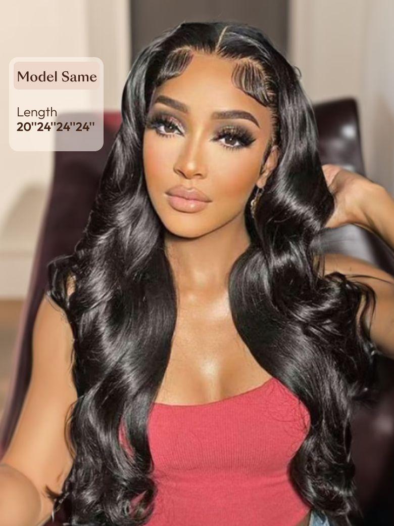 3Pcs Remy Hair Body Wave Bundles with Lace Closure