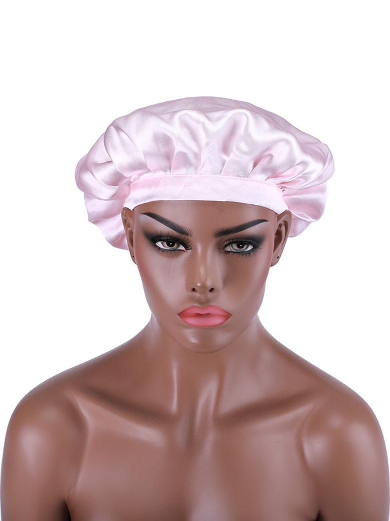 Bonus Buy Adjustable Satin Pink Night Cap Sleeping Hat For Making Wigs Nightcap For Women