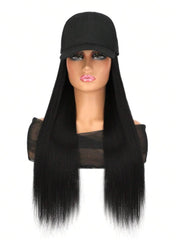 Black Straight Baseball Hat Glueless Wig