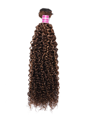 Curly Hair With Blonde Highlight Human Hair Weft One Bundle