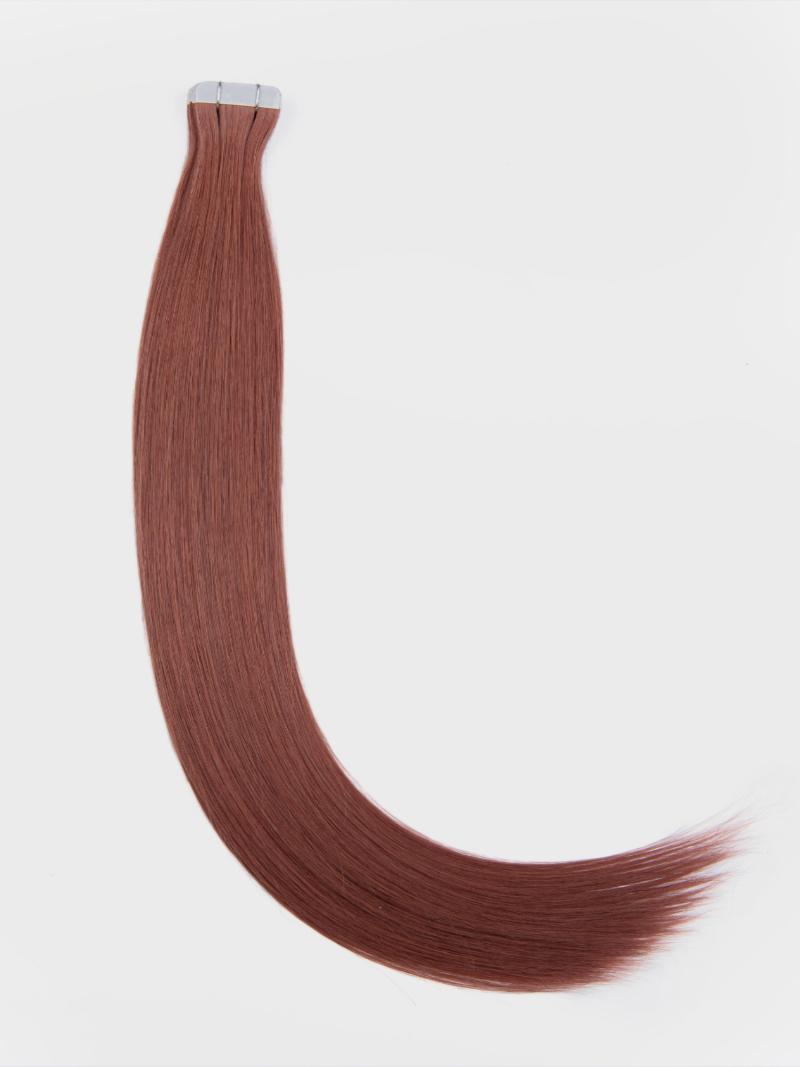 Vibrant Red Human Hair Tape In Extension