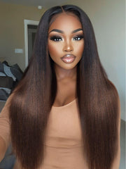 EasiContour? V Part Black to Chestnut Brown Ombre Yaki Wig With Invisi Drawstring
