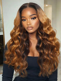 Petaluxe 13x4 Pre-Everything? Lace Frontal Caramel Ombre Loose Deep Wave Glueless Drawstring Wig