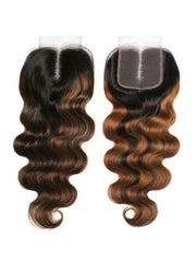 Balayage Ombre Highlight Body Wave 4x4 Free Part Lace Closure 1 Piece