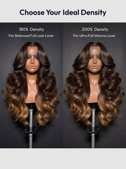 360 HD Lace Pre-plucked Luxury Raw Virgin Hair Chocolate Brown to Caramel Honey Blonde Ombre Body Wave Wig