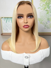 613 Blonde With Brown Roots 13x4 Lace Front Straight Bob Wig