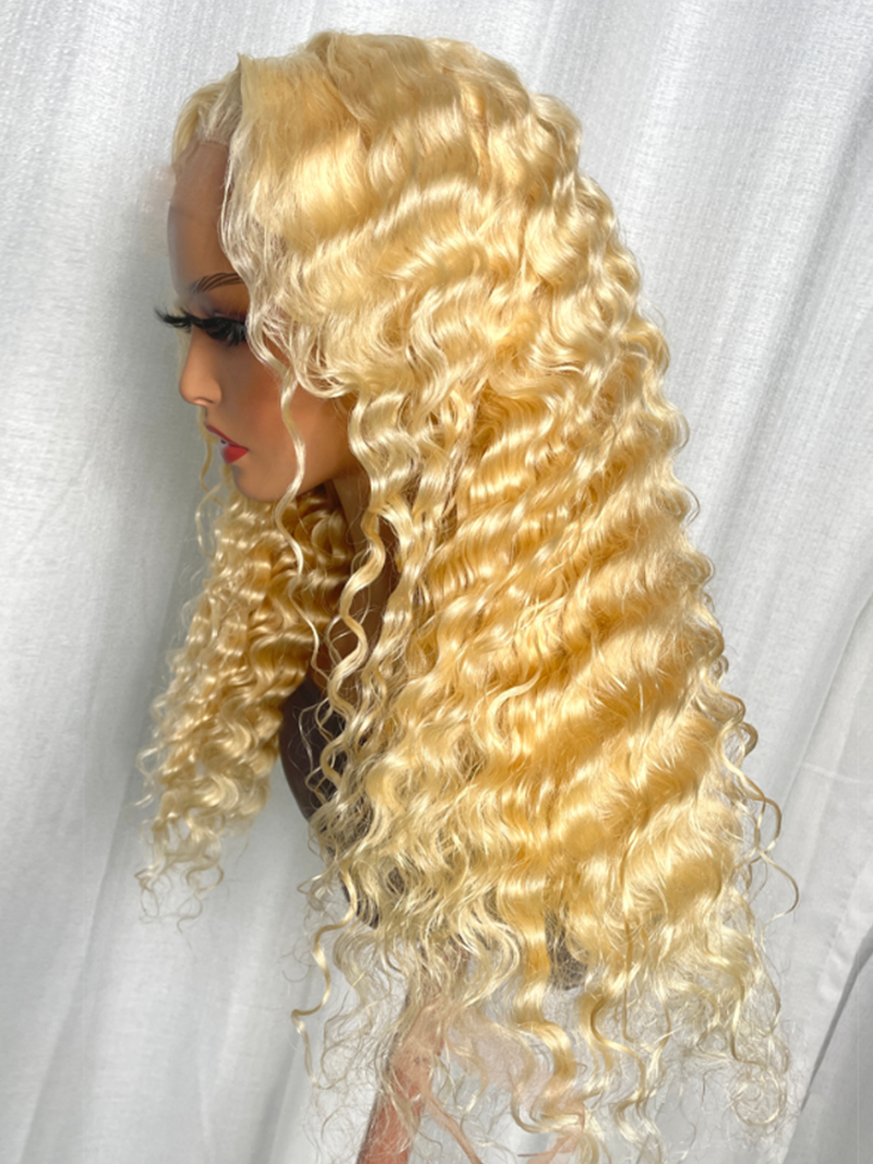Stylish 613 Blonde Loose Deep Wave Lace Front Wig Human Hair