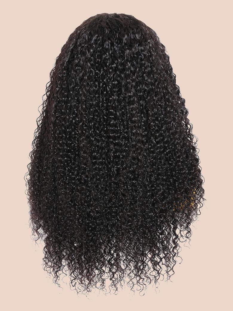 HD 5x5 Pre Cut Undetectable Lace Put On And Go Jerry Curly Black Air Wig