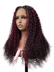 13x4 Lace Front Burgundy Highlighted Cute Curly Wig