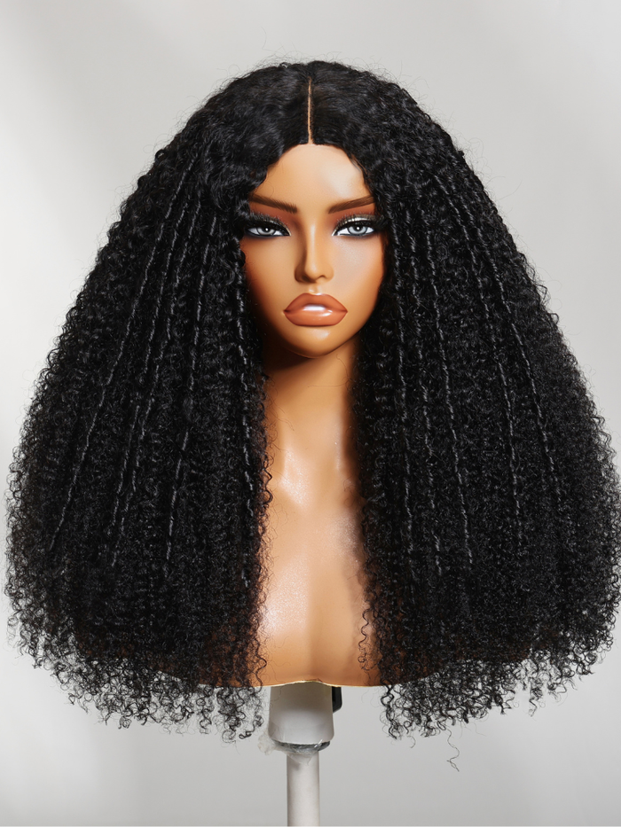 Petaluxe InvisiBlend? V Part Handcrafted Lace Real No Leave Out Natural Black Tight Spiral Coils kinky curly Wig Beginner Friendly Wig