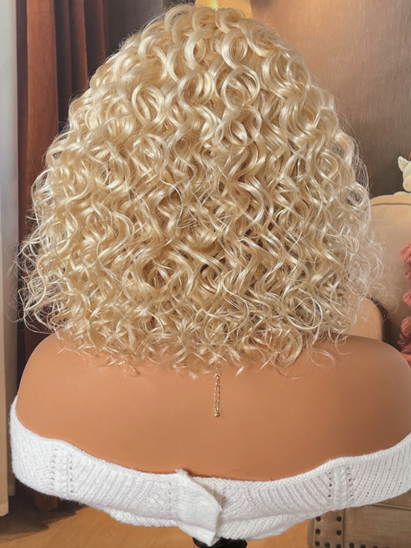 13x4 Lace Front 613 Blonde Bob Bouncy Water Wave Wig