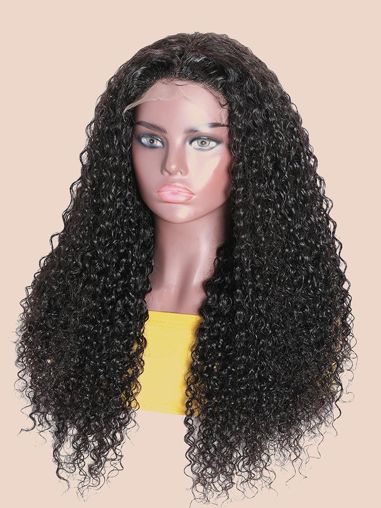 HD 5x5 Pre Cut Undetectable Lace Put On And Go Jerry Curly Black Air Wig