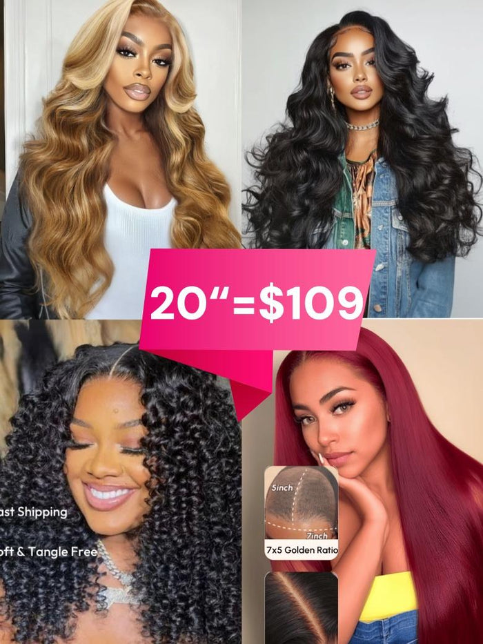 Petaluxe 20"=$109 Each Wig Pre Cut Pre Plucked 150%-200% Density Style More Spend Less Shine Always