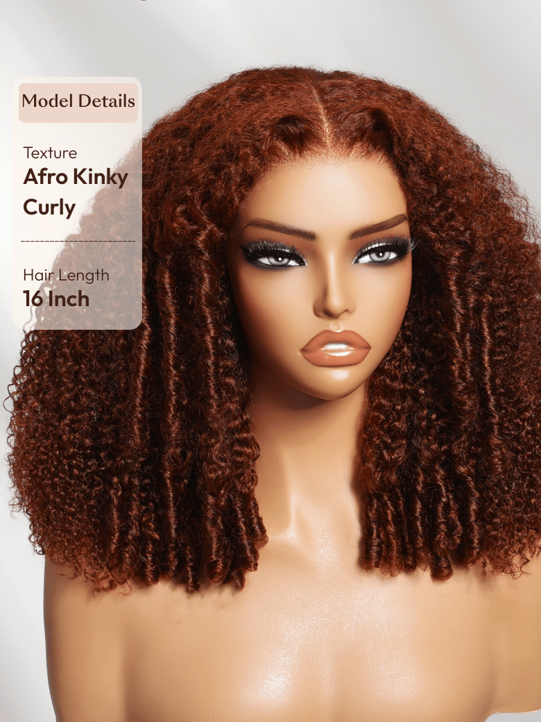 7x5 Bye-Bye Knots? Wig Glueless Lace Sunset Jerry Curly for Reddish Brown Drawstring Wig With Bleached Knots 150% Density