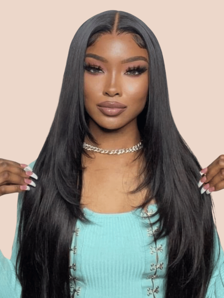 [From 28"] 250% High Density 13x4 Lace Front Inner Buckle Straight Butterfly Layered Haircut