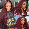 Petaluxe 99j Hair Color Curly Lace Part Human Hair Wig