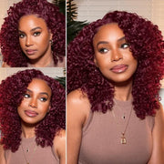 99j Hair Color Curly Lace Part Wigs Real Hair Wig for Sale