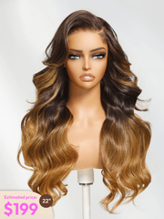 Brown to Caramel Ombre Wig With Side Part Face Framing Layers
