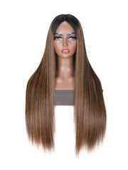 Glueless Straight V Part Wig Balayage Highlights Beginner Friendly Upgrade U Part Wig