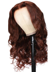 Bye Bye Knots Wig 7x5 Glueless Lace Reddish Brown Body Wave Bleached Knots Wig