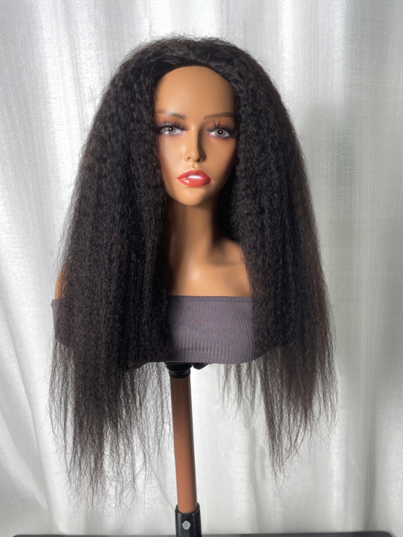 From 20" Versatile Kinky Straight Black Half Wig Instant Glueless Install