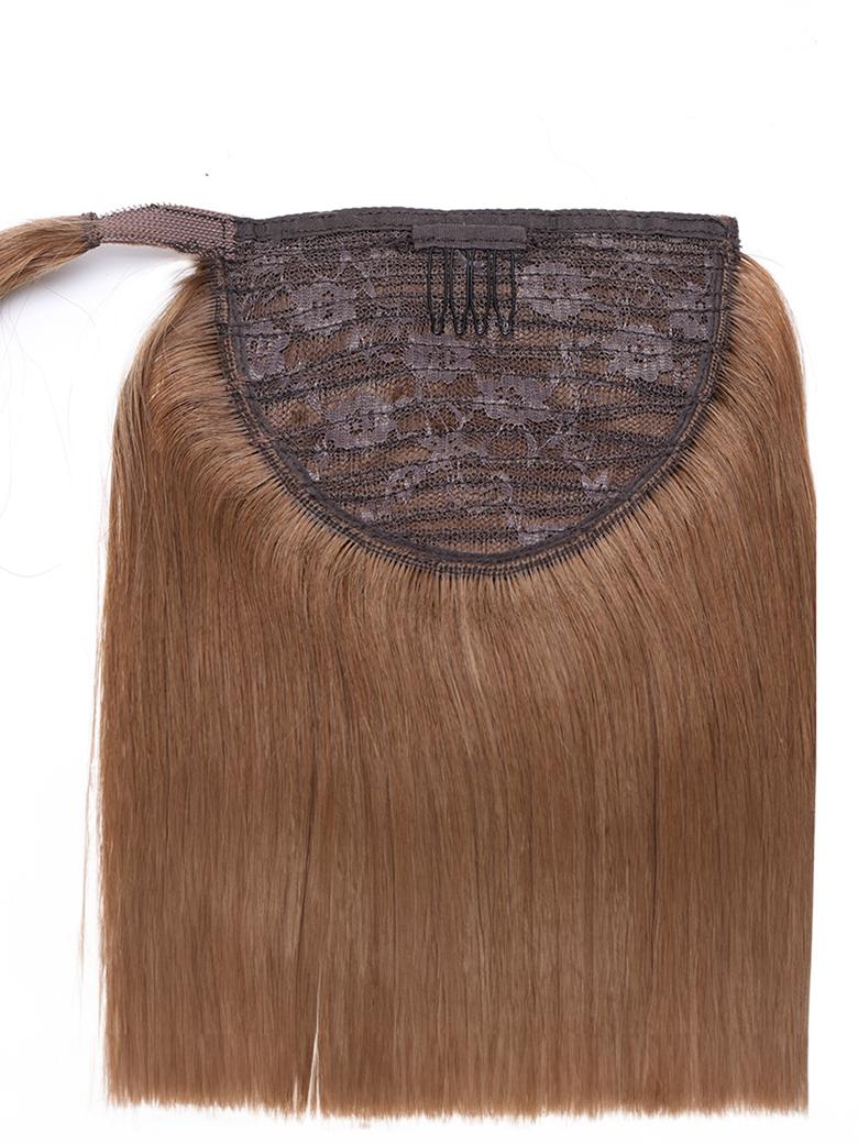 Clip In Ponytail Extension Chocolate Brown Straight Human Hair