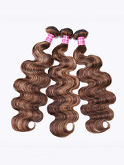 Honey Blonde Piano Highlighted Body Wave 3Pcs Bundles With Closure Deal
