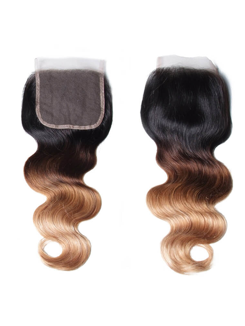 Hair Icenu Series Hair T1B/4/27 Ombre 4 Bundles Body Wave With Free Part Closure Virgin Human Hair Weave