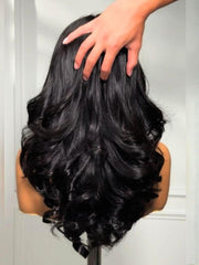 Bye-Bye Slip? Wig Feathered Layer Left Side Part 200% Density Wig with Secure Silicone Strips and Drawstring