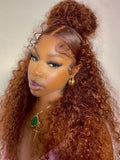 Petaluxe 13x4 Pre Everything Glueless Reddish Brown Water Wave Wig Pre-Cut Lace Pre-Bleached Knots