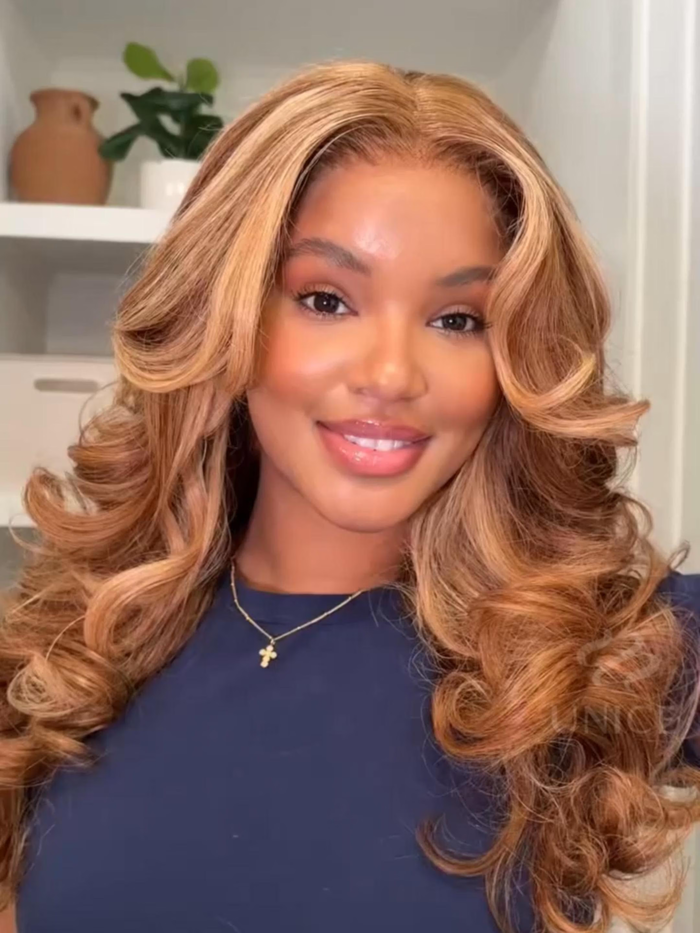 Petaluxe 13x4 Glueless Lace Pre Everything Wig With Drawstring Pre-Cut Glueless Lace Honey Blonde Body Wave Wig