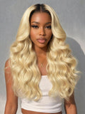 Petaluxe 13x4 Pre-Everything? Lace Frontal 613 Blonde With Dark Roots Body Wave Drawstring Wig