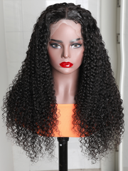 200% Density Natural Curly Clear HD Glueless Lace Wig Human Hair 13x4 Frontal Wig
