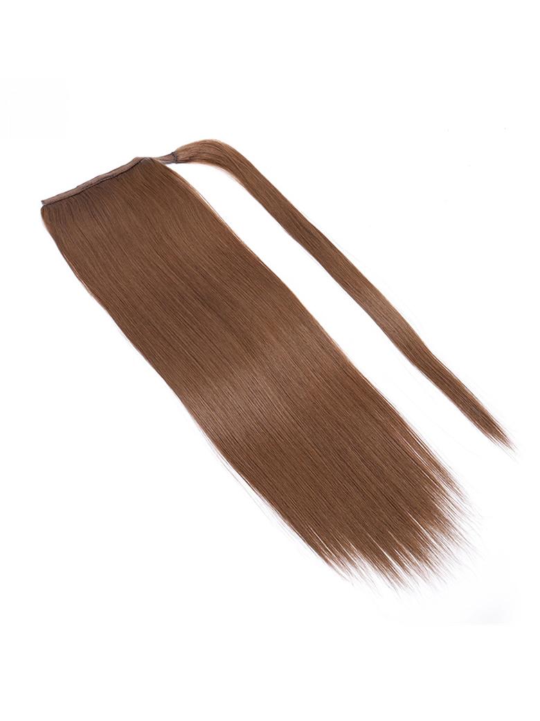Clip In Ponytail Extension Chocolate Brown Straight Human Hair