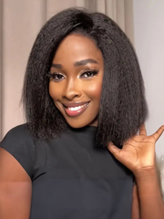 6x4.5 Pre-Cut Lace Yaki Straight Air Wig Put On And Go Glueless Wig Bouncy 150% Density