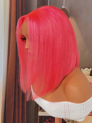 Pink Bob 13x4 Lace Front Straight Human Hair Wig